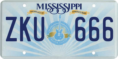 MS license plate ZKU666
