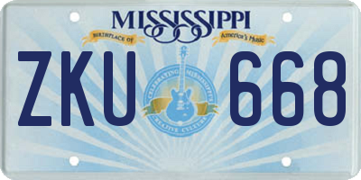 MS license plate ZKU668