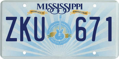 MS license plate ZKU671
