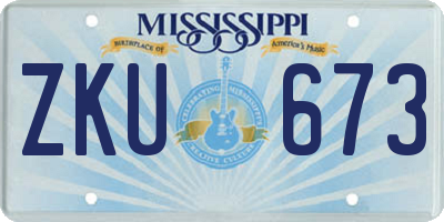 MS license plate ZKU673