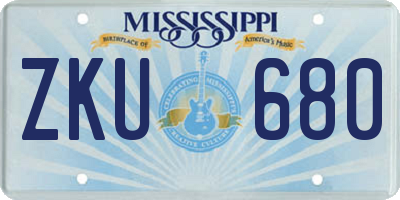 MS license plate ZKU680