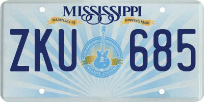MS license plate ZKU685