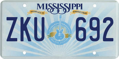 MS license plate ZKU692