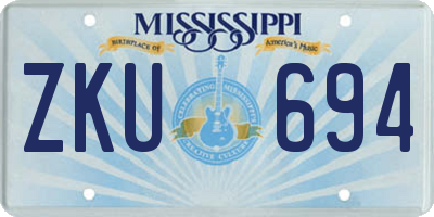 MS license plate ZKU694