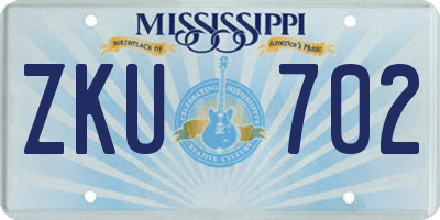 MS license plate ZKU702
