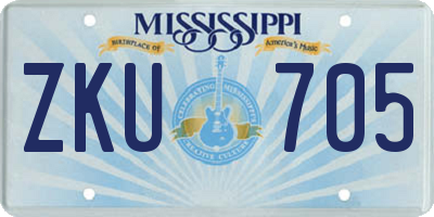 MS license plate ZKU705