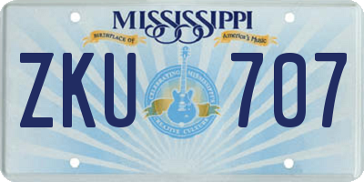 MS license plate ZKU707
