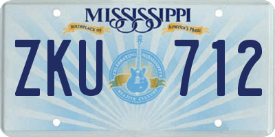 MS license plate ZKU712