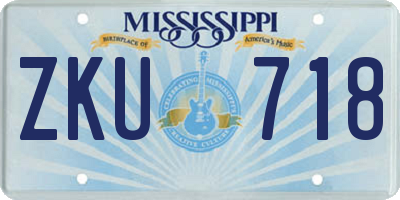 MS license plate ZKU718