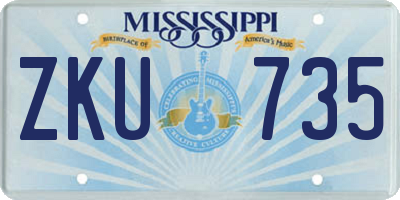 MS license plate ZKU735