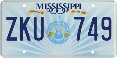 MS license plate ZKU749