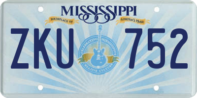 MS license plate ZKU752