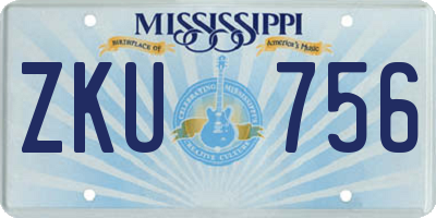 MS license plate ZKU756