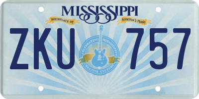 MS license plate ZKU757
