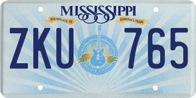 MS license plate ZKU765