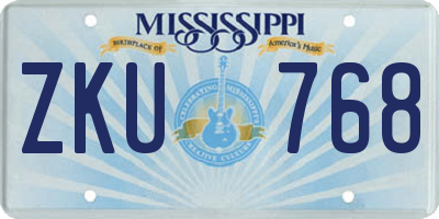 MS license plate ZKU768
