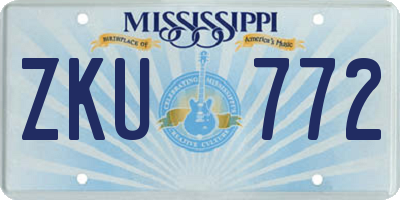MS license plate ZKU772