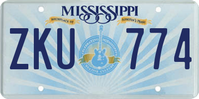 MS license plate ZKU774