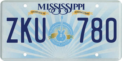 MS license plate ZKU780