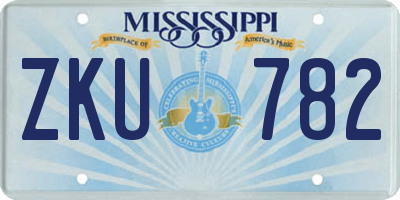 MS license plate ZKU782