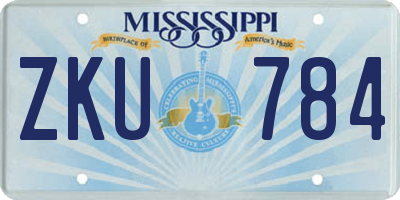 MS license plate ZKU784