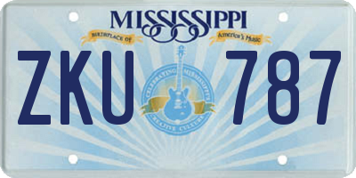 MS license plate ZKU787