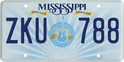 MS license plate ZKU788