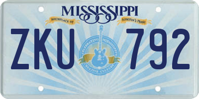MS license plate ZKU792