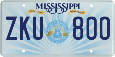 MS license plate ZKU800