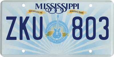 MS license plate ZKU803