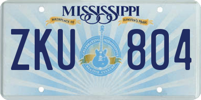 MS license plate ZKU804