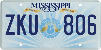 MS license plate ZKU806