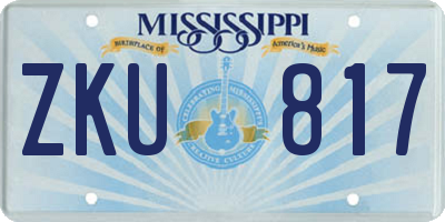 MS license plate ZKU817