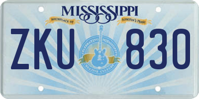 MS license plate ZKU830
