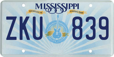 MS license plate ZKU839