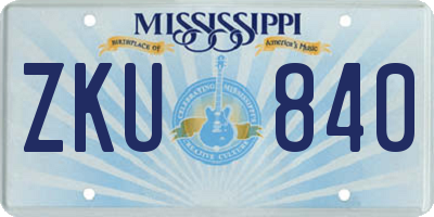 MS license plate ZKU840