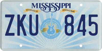 MS license plate ZKU845