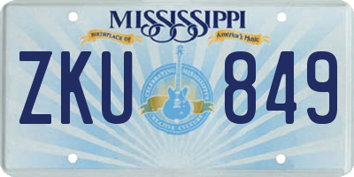 MS license plate ZKU849