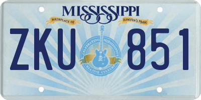 MS license plate ZKU851