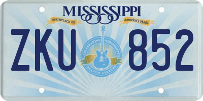 MS license plate ZKU852