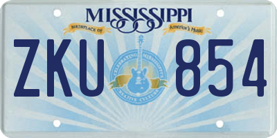 MS license plate ZKU854