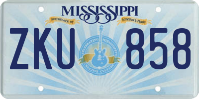 MS license plate ZKU858