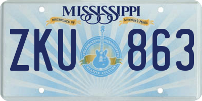 MS license plate ZKU863