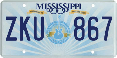 MS license plate ZKU867