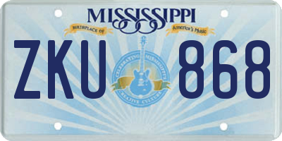 MS license plate ZKU868