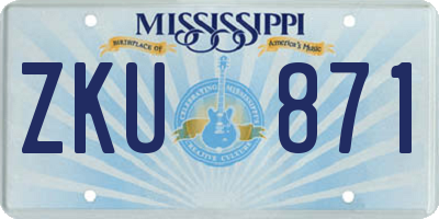 MS license plate ZKU871