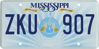 MS license plate ZKU907