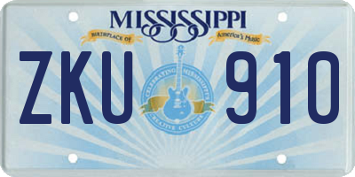 MS license plate ZKU910
