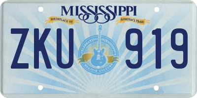 MS license plate ZKU919