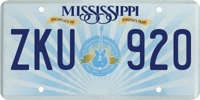 MS license plate ZKU920